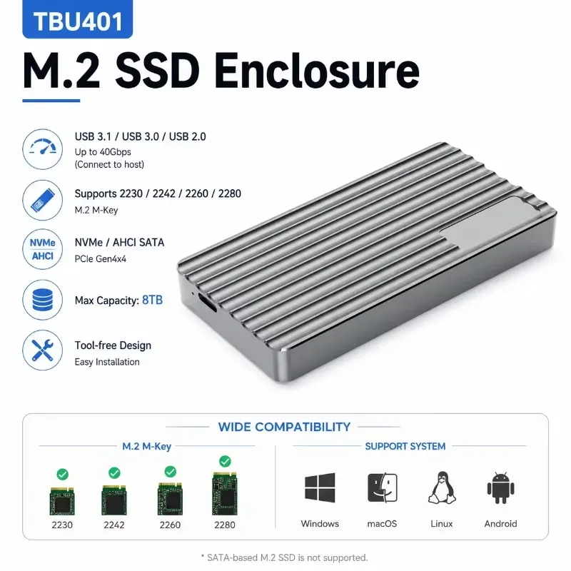 AP01 for Aluminum M.2 NVMe SSD - đánh giá và giá Usb4 40Gbps External Ssd 8Tb