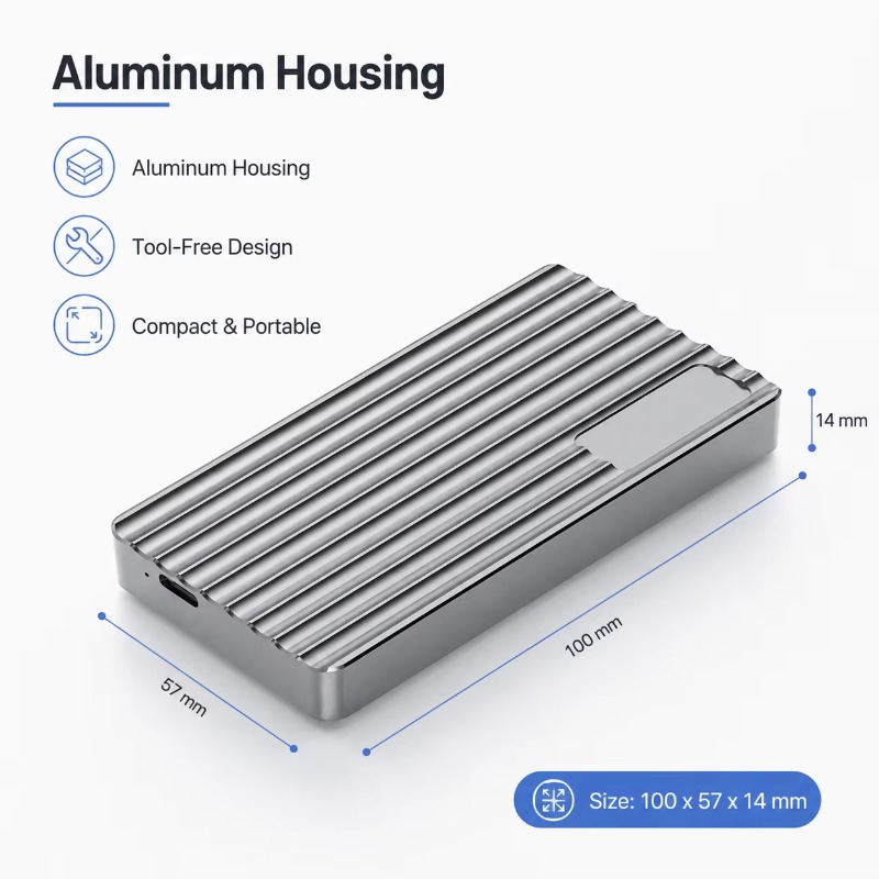 Aluminum M.2 NVMe SSD Enclosur - đánh giá và giá Usb4 40Gbps External Ssd 8Tb